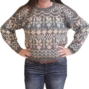 Vintage 80s Croquet‎ Club Sweater Fun Print  Medium